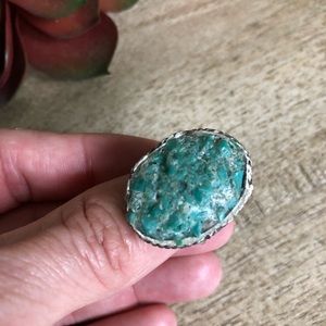 Jewelry | Rustic Green Stone Oval Ring 7 | Poshmark